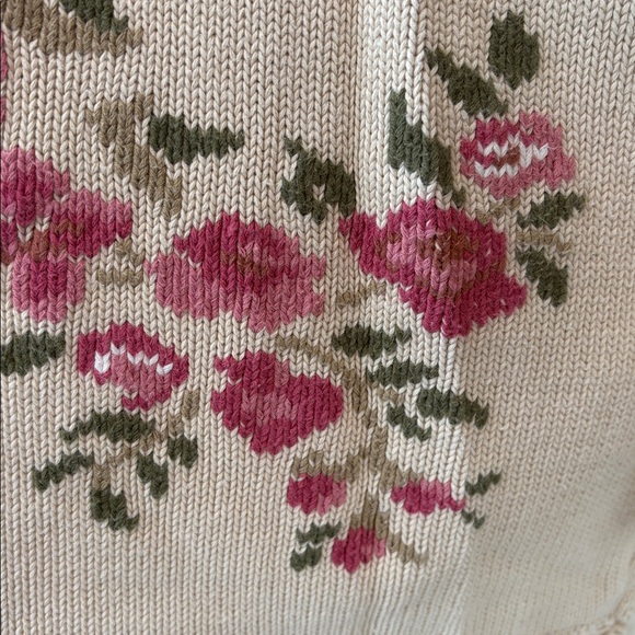 Vintage 90s Laura Ashley Floral and Lace Sweater 100% Cotton size L - Picture 6 of 9